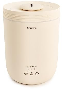 CREATE/HUMIZEN/Humidificador Ultrasónico Blanco Roto/Difusor de Aromas, Difusor de Aceites Esenciales, Temporizador, Led, Ultra Silencioso, Apagado Automático, Diseño Minimalista, 2,2L