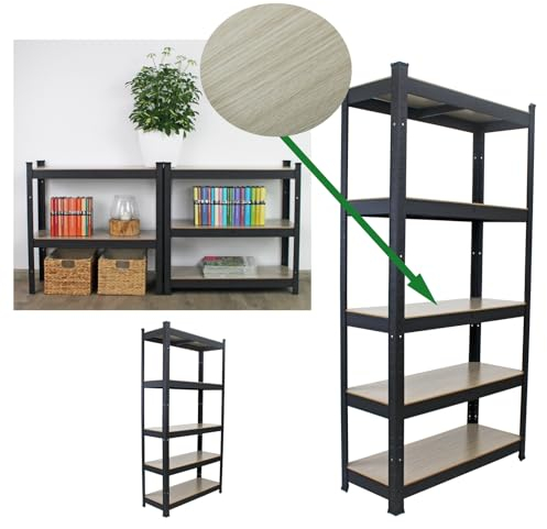 TRUTZHOLM 2X Wohnzimmerregal hell150x75x30 cm Traglast max. 650 kg I 5 höhenverstellbare Böden Steckregal Bücherregal Standregal Lagerregal Schwerlastregal