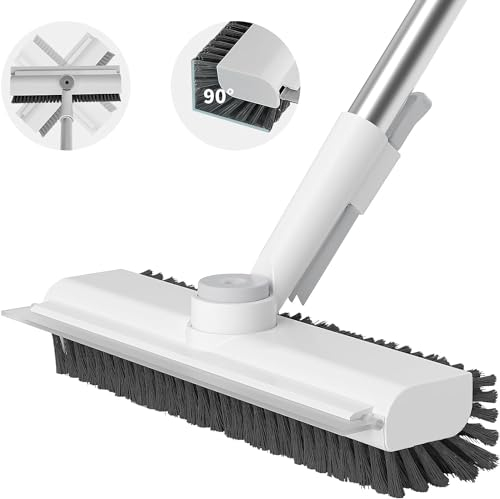 3 en 1 Cepillo de Piso Floor, Cleaner Iimpiasuelos Fregador de Bañera, Cepillo para Fregar Azulejos, Cepillos para Juntas con Mango Largo, Cepillo de Tierra para Limpiar baño, Patio, Garaje, Pared