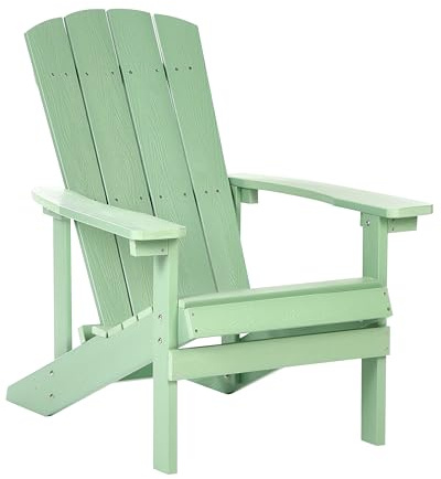 Beliani Silla de jardín de Madera plástica Tumbona de Exterior Verde Claro Adirondack