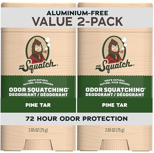 Dr. Squatch Desodorante natural para hombres – Pine Tar – Neutralizante de olores sin aluminio (barra de 75 g, 2 unidades)