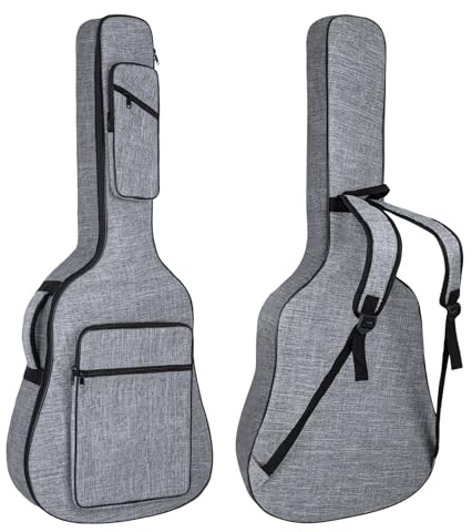 Muscab Acoustic guitar case, 39 40 41 Inch Acoustic Guitar Bag 0.45 Inch Thick Padded Gig Bag with Neck Strap, Acoustic Guitar Backpack Case with Reinforced Handles and Pockets, Grey