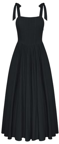 SCARLET DARKNESS Abito estivo da donna, casual, linea ad A, senza maniche, con spalline sottili, corsetto con tasche, Nero , XL