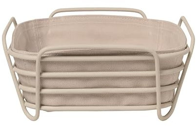 blomus Brotkorb - DELARA - klein | Farbe Nomad | Moderner Brotkorb mit Baumwolleinsatz | Ideal für Brötchen & Gebäck | Stilvolles Design in Beige | waschbar | 21 x 21 x 9,2 cm