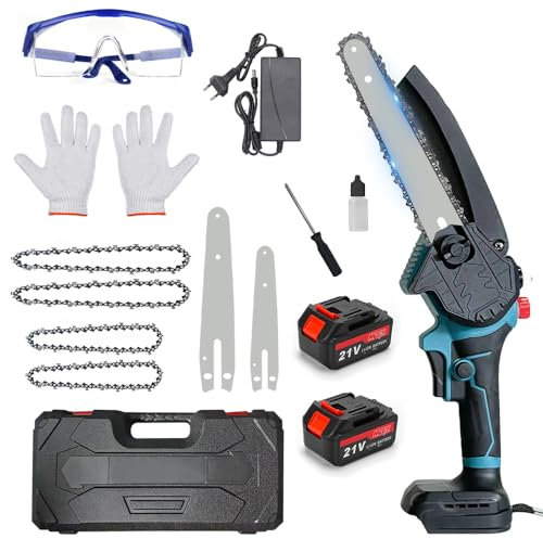 Mini Tronconneuse A Batterie Sans Fil,Mini Tronçonneuse À Une Main A Batterie,Tronçonneuse À Main 6 et 8 Pouces,Mini Tronçonneuse À Une Main A Batterie,Tronçonneuse Électrique Portative (B)