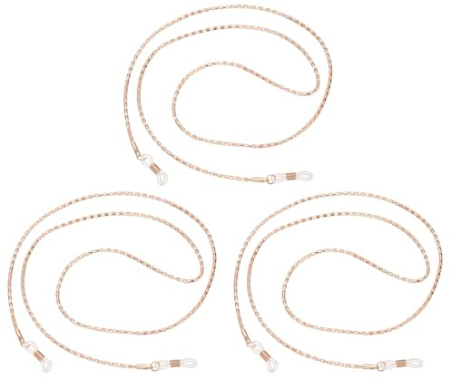 PATIKIL glasögonhållare runt halsen, roséguld ihålig kedja glasögonrem fashion stilig pärlande lanyard glasögonkedja för kvinnor solglasögon gammal dam glasögon, 3 st