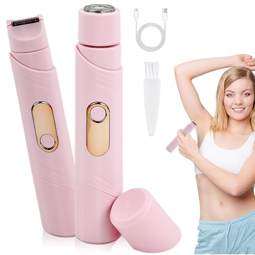 Litinliv Afeitadora Mujer, Eléctrica 2 en 1 para Muje, Pantalla LCD con Estación Recargable USB, Seco/Mojado, Afeitadora Electrica, Depiladora Facial para Cejas, Labio, Barbilla, Mejillas(Rosa)