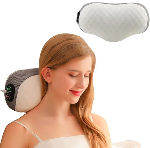 Oreiller cervical chauffant – Coussin de relaxation électrique, oreiller de massage vibrant, support de mémoire doux | Coussin de thérapie chaude conception de confort ergonomique pour les employés de