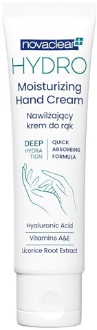 Novaclear Hydro Hand Cream with Hyaluronic Acid – Fast-Absorbing Moisturizing & Nourishing Hand Care with Vitamins A&E and Licorice Extract – 50 ml