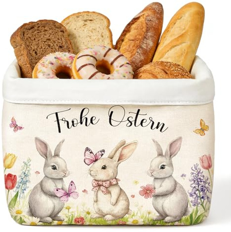 Cestino per il pane in tessuto, cestino pasquale con motivo coniglietto, decorazione pasquale, decorazione pasquale, decorazione primaverile, cestino per pane, panini, pasticceria