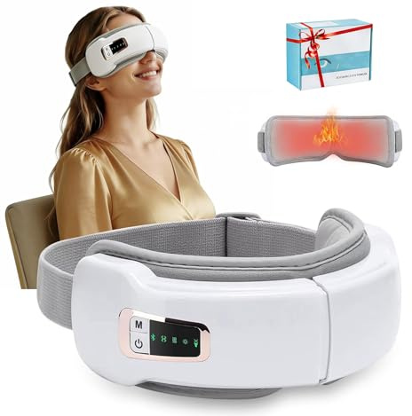 4-in-1 Eye Massager with Heat & Music, Air Compression & Vibration, Bluetooth Sleep Mask, Rechargeable for Dry Eyes & Headache Relief, Gift for Women, Mum, Mother's Day,Birthday Gifts