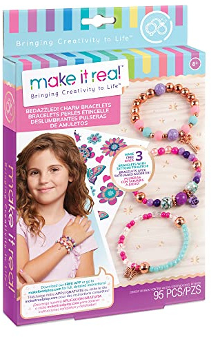 Make It Real – Bedazzled! Charm Bracelets – Blooming Creativity. DIY Charm Bracelet Making Kit for Girls. Arts and Crafts Kit to Create Unique Tween Bracelets with Beads, Charms & Tattoo Stickers