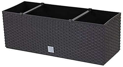 Fioriera rettangolare 17 litri con auto-irrigazione color cioccolato 52x20x19cm