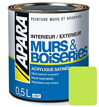 Peinture intérieure couleur, acrylique satinée 0.5 litre Anis