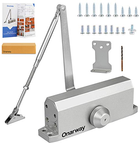 Onarway Door Closer Adjustable Automatic Size 4 Spring Hydraulic for Home & Commercial Use with Fitting Template, for 65~85kg Weight Door, Regular, Top Jamb or Parallel Installation