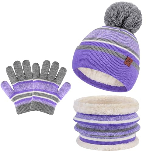 Bequemer Laden Conjunto Gorro y Bufanda Niño Guantes Niña para 2-7 Años