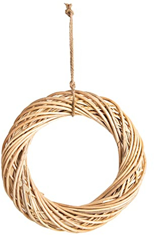Logbuch-Verlag Couronne décorative en osier naturel beige marron clair – couronne de porte cadeau idée de décoration Ø 38 cm