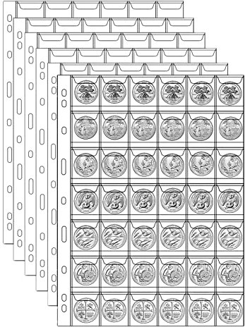 MUROAD Münzhüllen mit 42 Taschen für Sammler, Standard 9-Loch-Münzsammelseiten, 10 Blatt Münzhüllen, Münzsammelbedarf (42 Taschen x 10 Blatt)