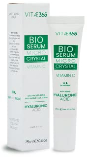 Vitae365 - Bio Sérum visage à l'acide hyaluronique - Format de poche 15ml - Made in Italy - Echinacée - Haute concentration - Anti-rides pour visage, cou et contour yeux - Vegan - Vitamine C et E