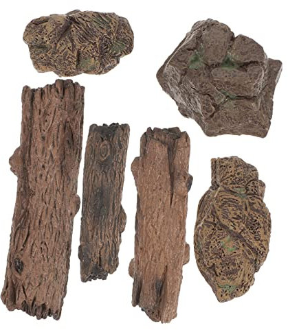 Toyvian 6pcs Miniature Resin Stone and Tree Stump Ornaments for Bonsai Garden Micro Landscape Decoration Mini Fairy Garden Dollhouse Accessories