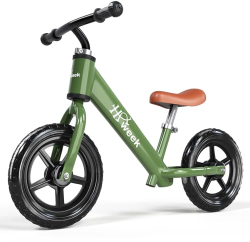 HAWEEK Toddler Balance Bike for Kids 2-5 Years 12” No Pedal Training Toddler Bike Adjustable Seat & Handlebar Best Gifts for 1-3 Boys Girls (Green)