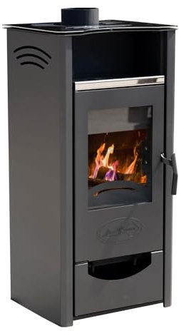 Kaminofen ABC Quadro Inox Holzofen 9,5 kW mit Mehrfachbelegung Kamin Ofen Holz Holzofen Werkstattofen Heizofen
