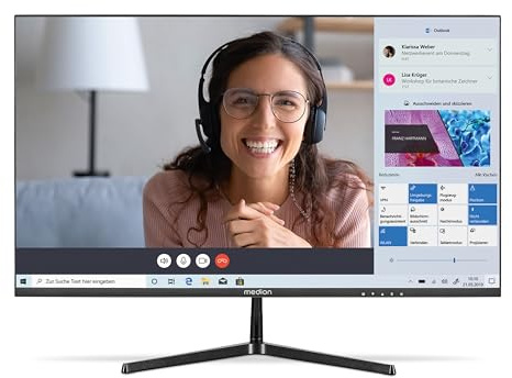MEDION P52218 (MD 20150) 54,6 cm (22 Pouces) écran Large Full HD (FHD, 16:9, HDMI, VGA, Anti-Scintillement, Anti-Glare, Anti-lumière Bleue, Menu multilingue) Noir