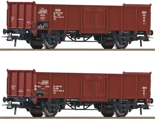 6600058 H0 Lot de 2 wagons de marchandises ouverts Es, PKP, Ep.IV