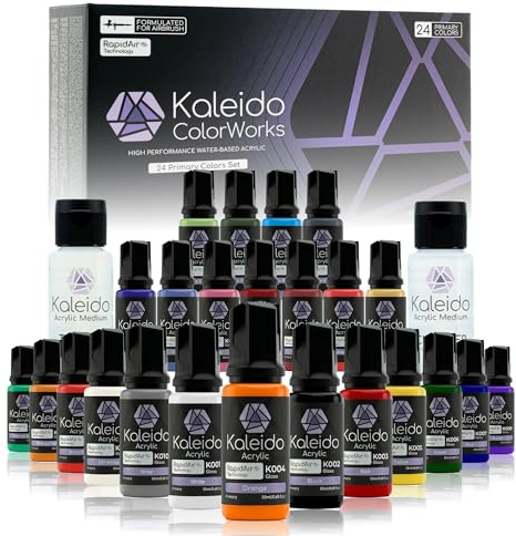 Gaahleri Kaleido Primary - Lot de 24 couleurs Kit de peinture acrylique à l'eau pour aérographe, conçu pour les maquettes à l'échelle, Gundam, mechas, véhicules et figurines.