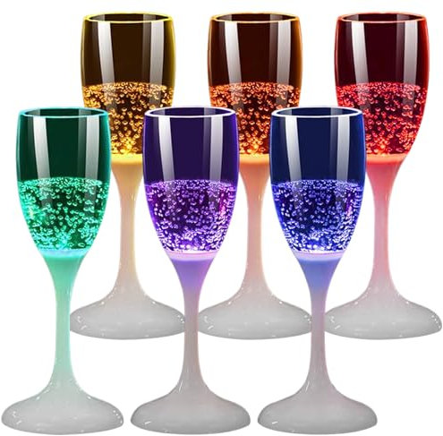 Upplysta glasögon, 120 ml 6 st ljusemitterande aktivt ljus LED champagneflöjter för födelsedag, bröllop, fest, festival, grill, jul