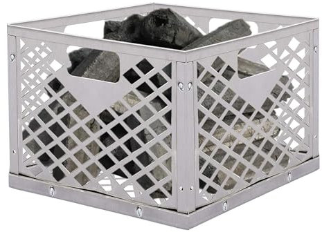 Cesta de carbón - Inserto para chimenea de metal, soporte de carbón resistente | Organizador de combustible para barbacoa compensada, parrilla de cocción al aire libre, bandeja recuperadora de cenizas