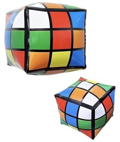 Lot de 2 ballons carrés en aluminium 4D Rubiks de 61 cm pour mariage, fête d'anniversaire