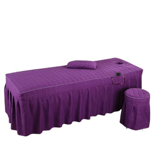 Skönhetssalong sänglakan 5 st trosor kjol överkast med hål kropp massageöverdrag (lila, 180 cm x 60 cm)