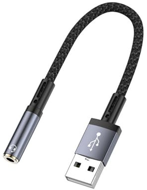 SkyPOOU USB To 3.5mm Adapter USB To 3.5mm Cable For Headphones Window Laptop Desktops Docking Station External Sound Card
