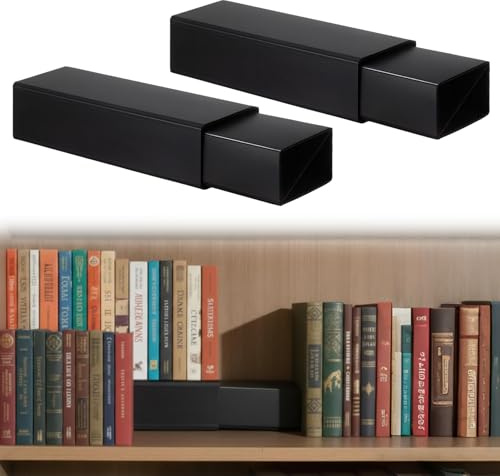 Thyle 2 set di alzate per libreria, 2 livelli, in polipropilene assemblato, per libri e collezioni, espositore salvaspazio per libri, manga, DVD, CD (nero)