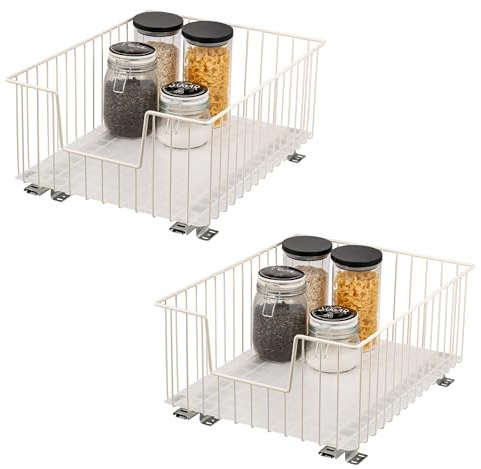 bremermann Cabinet Basket Pull-Out Drawers Set of 2, 40 cm Wide with Shelf, Kitchen Drawer for Retrofitting, Full Extension with Telescopic Rails, Ideal for Kitchen, Bathroom & Bedroom, Made of Metal