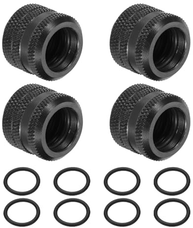 QUARKZMAN 4Pcs Raccordi A Compressione Per Tubi Rigidi (G1/4 A 10 ID 14mm OD, Nero) - Raccordi A Compressione Per Serraggio Rapido Per Tubi Flessibili/Sistemi Di Raffreddamento Ad