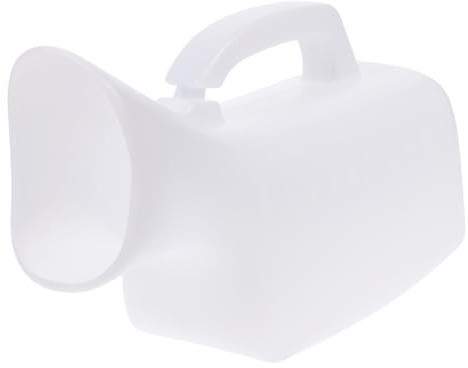 Hoement Urinario para Mujeres de Gran Capacidad 1000ml Plástico Blanco Reutilizable y Fácil de Limpiar Cepillo, Adecuado para Pacientes y Trekking