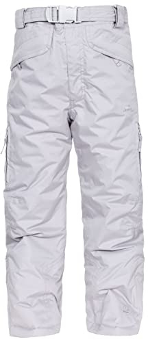Trespass Marvelous, Platinum, 11/12, cálido Acolchado Impermeable Pantalones de esquí con Polainas, Cremalleras en el Tobillo y ventilación Lateral para niños, Unisex, de 11 a 12 años, Gris