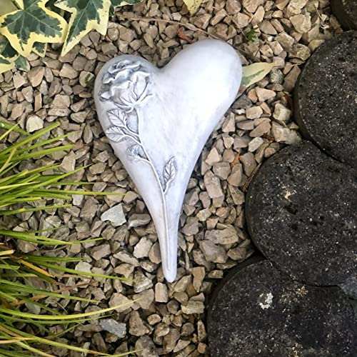 Grabherz Herz mit Rose Grabschmuck Dekoherz Dekoration Trauerherz asymetrisch 20cm