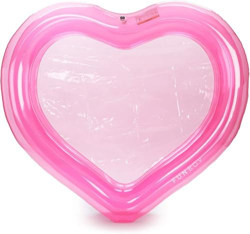 FUNBOY Giant Inflatable Luxury Clear Pink Heart Kiddie Pool, Year-Round Fun for Ball Pits, Swimming Pools, a Summer Pool Party and the Beach