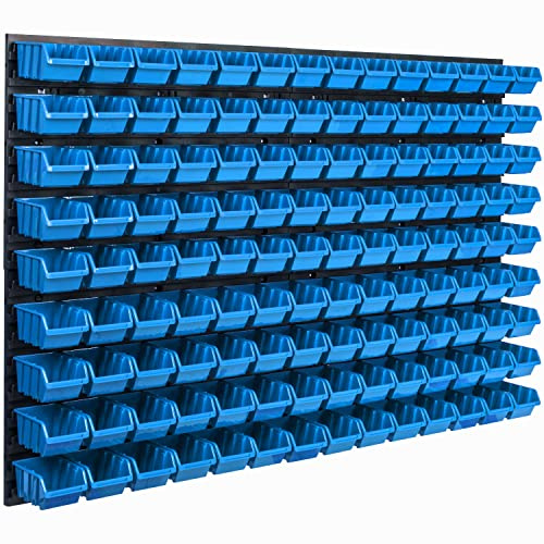 Sistema di stoccaggio da parete, 1152 x 780 mm, 126 pezzi, Contenitori Scatole Impilabili, Pannelli da Parete Extra Resistenti, Scaffali da Officina