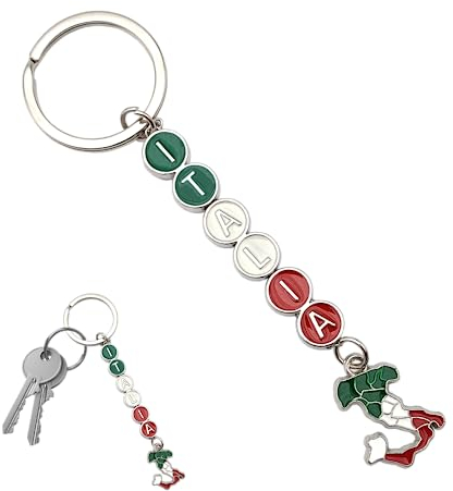 Powersell Keychain, Italian National Flag Metal Keyring - Tricolor, Floating Keyring & Pendant, Unisex Gift for Many Occasions