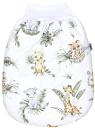 TupTam Baby Strampelsack Schlafsack mit breitem Bund Winterschlafsack für Mädchen Jungen Babyschlafsack, Farbe: Safari/Löwe/Braun/Blätter/Grün, Größe: 0-6 Monate