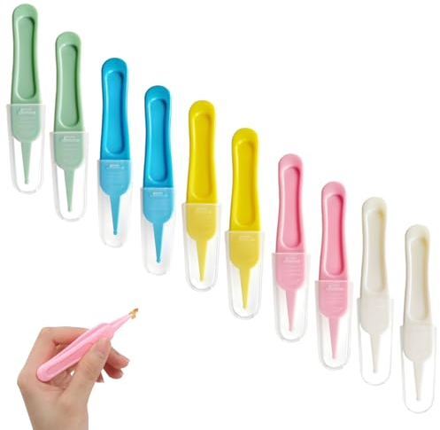 EUPSIIU 10 Pezzi Baby Nose Pinzette, Pinzette di Plastica a Testa Rotonda, Pinzette per Naso, Pinzette per la Cura dei Bambini, Pinzette per Orecchio Naso, Trasportabili e Utili (Multicolore)