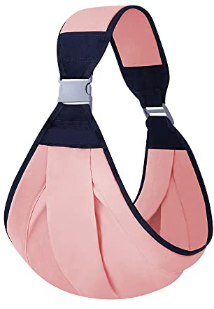 LAT Fascia Porta Bebe, Marsupio Neonati, Traspirante Fascia per Neonato, Fascia per Marsupio Regolabile Wrap Baby Carrier per Bambini Fino a 20KG (Rosa, B)