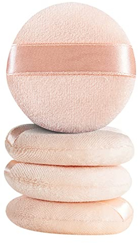 Lrporyvn 4Pcs Loose Powder Puff Pad Cosmetic Sponges Velour Makeup Applicator Washable Foundation Puff for Powder with Case