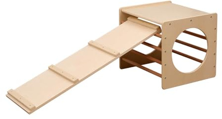 HOME DELUXE - Kletterwürfel mit Rutsche Finn - Kiefernholz, 52 x 52 x 60 cm, inkl. Rutsche und Kletterwürfel I Kletterwand Kinder-Klettergerüst, 54085