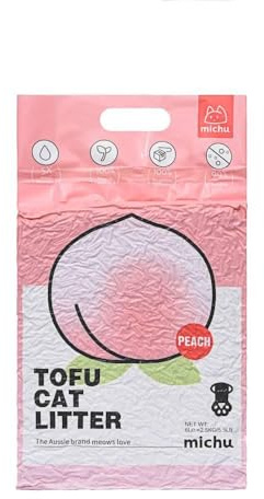 Michu Tofu Cat Litter Natural Clumping Tofu Cat Litter, Fast Clumping and Easily Scoop-able 5.5lb/88oz 5 Scents - Peach, 2 Pack