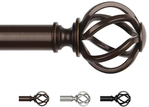 USFOOK Vorhangstange Bronze 80 bis 218 cm, 22 mm Durchmesser Gardinenstange Ausziehbar, Vorhangstangen Vintage mit Florale Endstücke, Gardinenstangen für Schlafzimmer